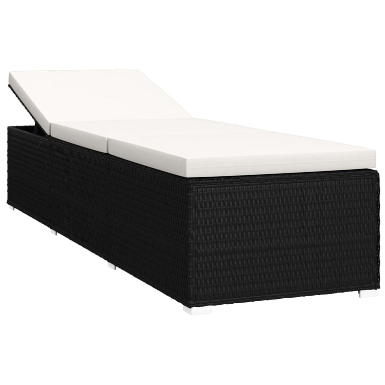 3-delige Ligbeddenset met theetafel poly rattan zwart MeubelReus