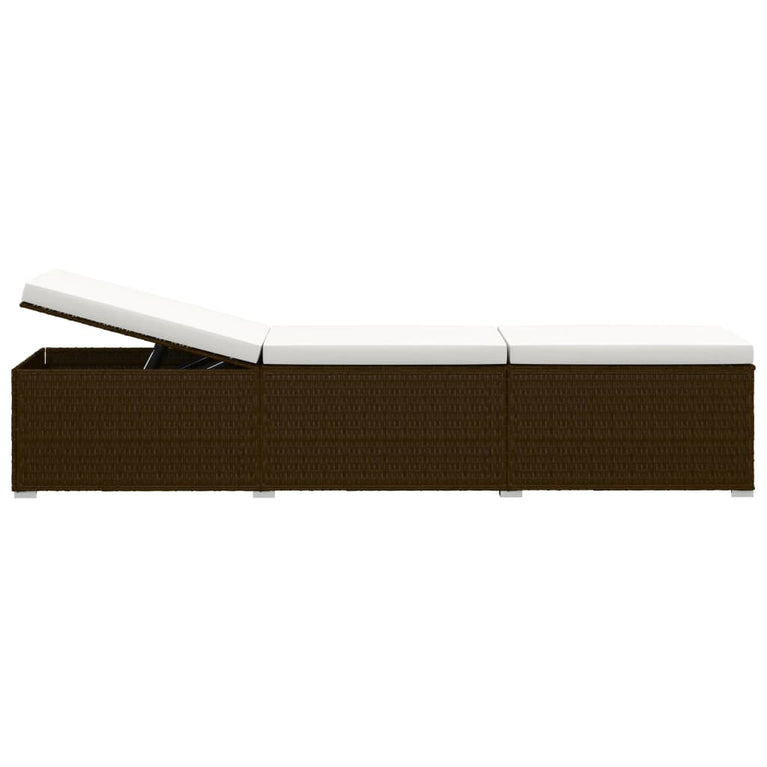3-delige Ligbeddenset met theetafel poly rattan bruin MeubelReus