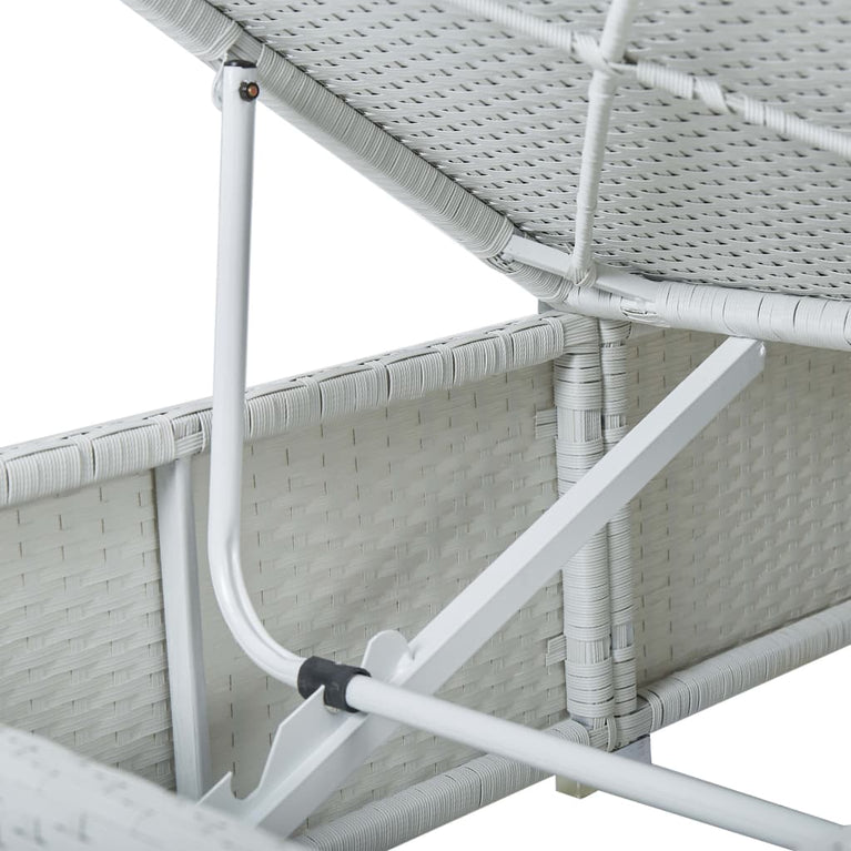 3-delige Ligbeddenset met theetafel poly rattan wit MeubelReus