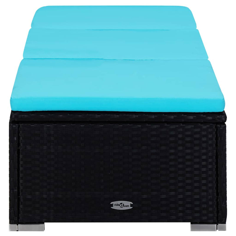 3-delige Ligbeddenset met theetafel poly rattan zwart MeubelReus