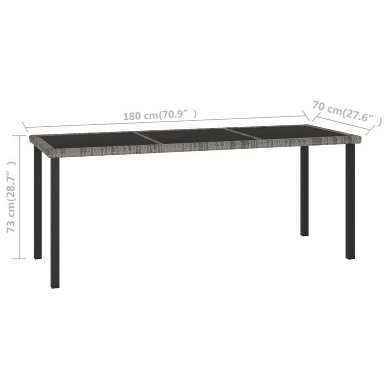 Tuintafel 180x70x73 cm poly rattan grijs MeubelReus