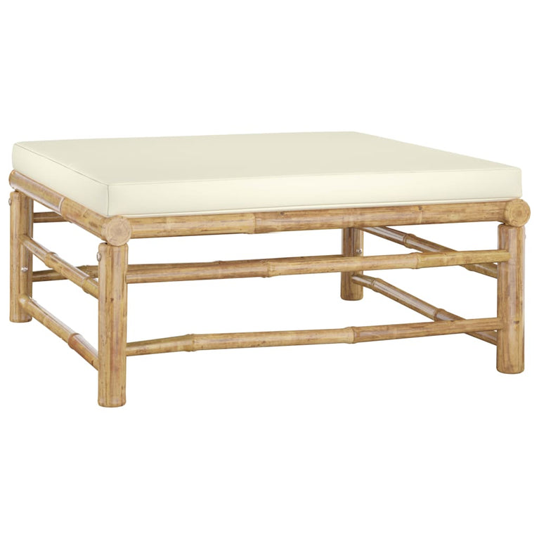 6-delige Loungeset met crèmewitte kussens bamboe MeubelReus