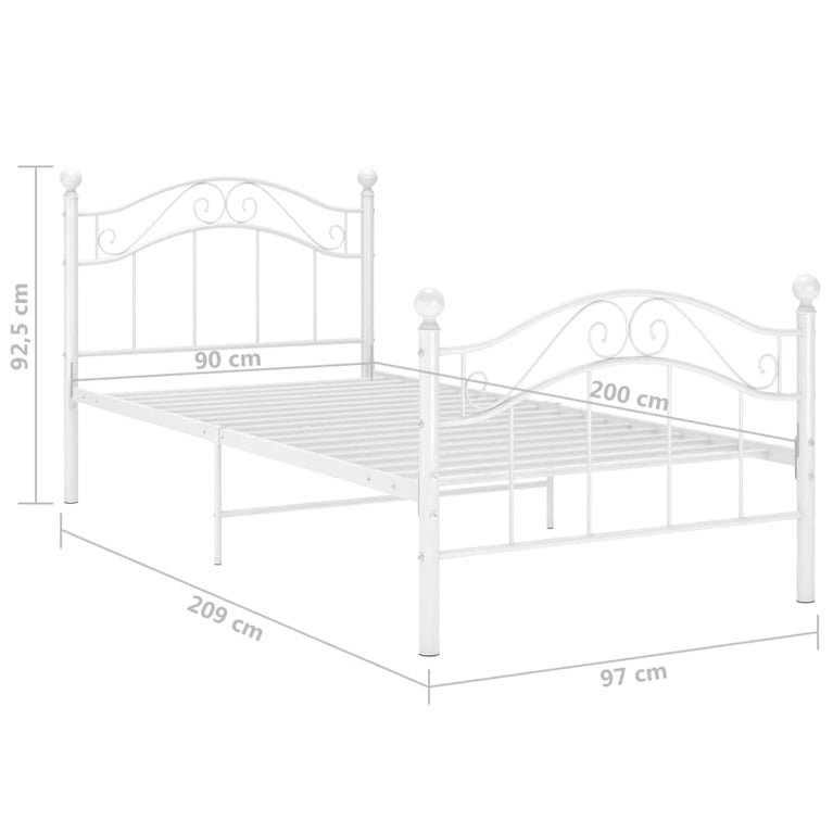 Bedframe metaal wit 90x200 cm
