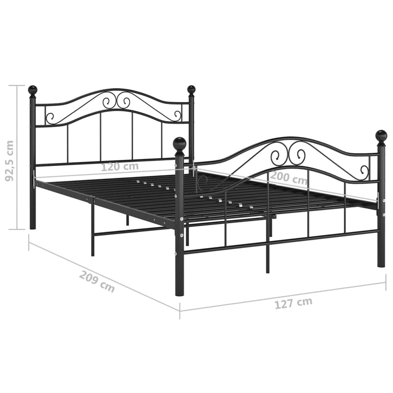 Bedframe metaal zwart 120x200 cm