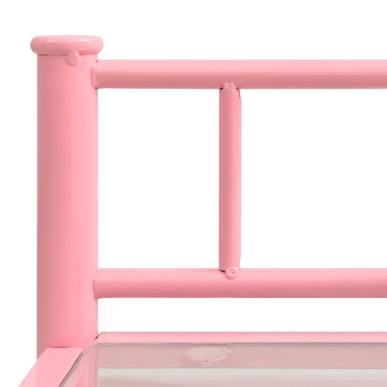 Nachtkastjes 2 st metaal en glas roze en transparant MeubelReus