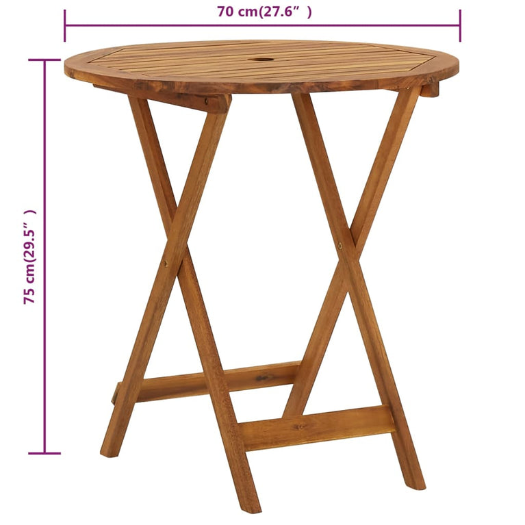 Tuintafel inklapbaar 70 cm massief acaciahout MeubelReus