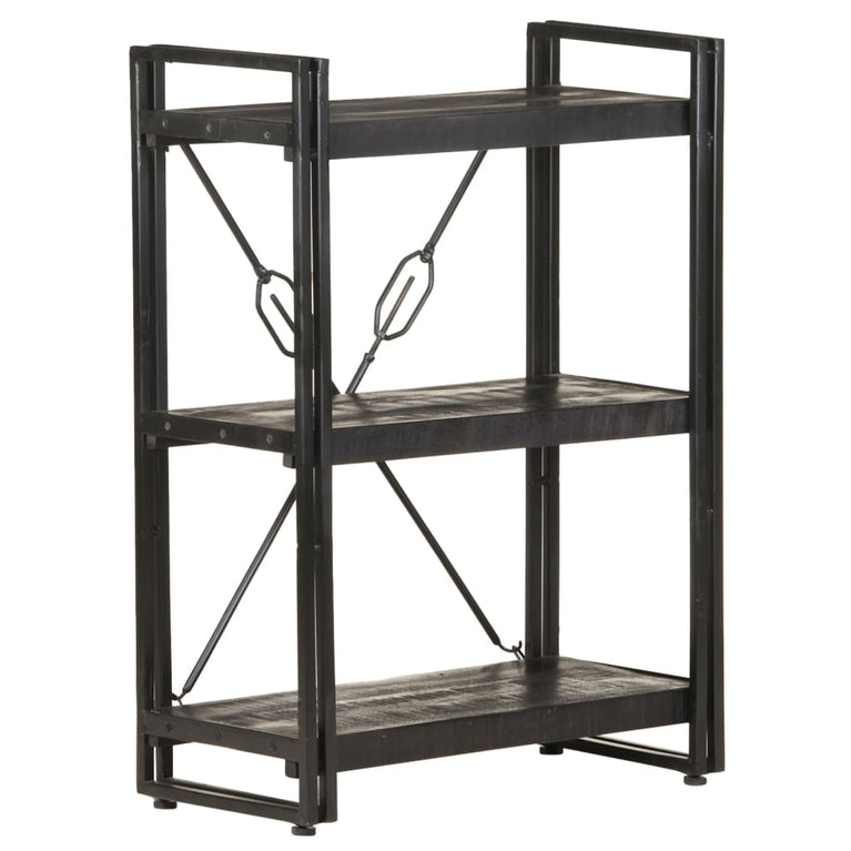 Boekenkast met 3 schappen 60x30x80 cm massief mangohout zwart MeubelReus