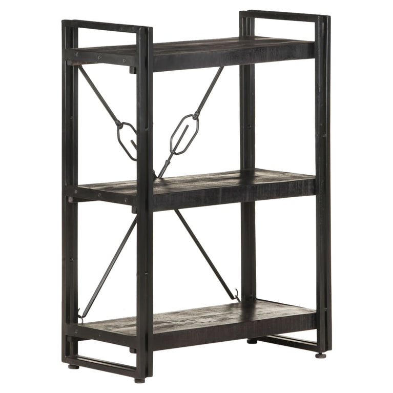Boekenkast met 3 schappen 60x30x80 cm massief mangohout zwart MeubelReus