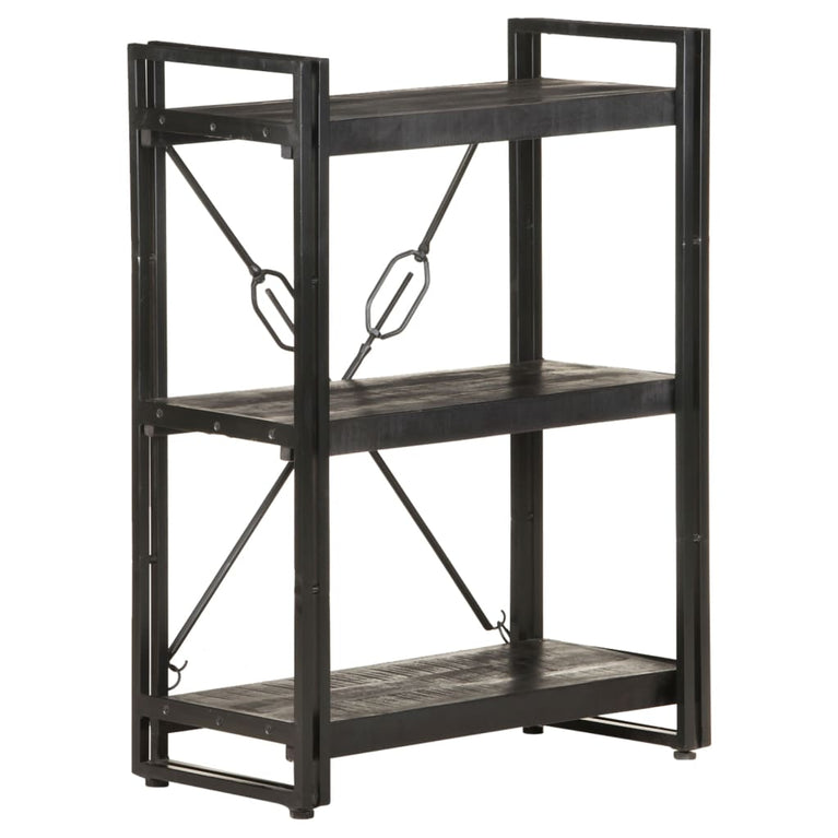 Boekenkast met 3 schappen 60x30x80 cm massief mangohout zwart MeubelReus