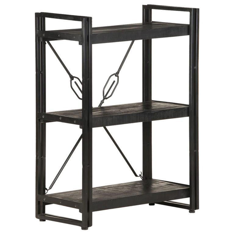 Boekenkast met 3 schappen 60x30x80 cm massief mangohout zwart MeubelReus