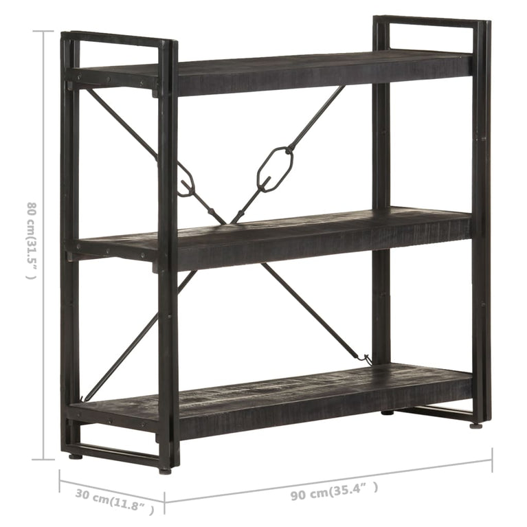 Boekenkast met 3 schappen 90x30x80 cm massief mangohout MeubelReus
