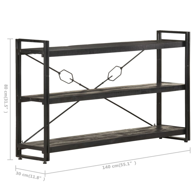 Boekenkast met 3 schappen 140x30x80 cm massief mangohout MeubelReus