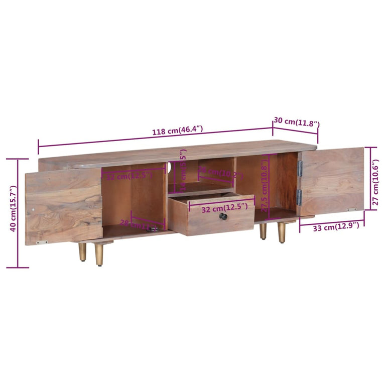 Tv-meubel 118x30x40 cm massief acaciahout MeubelReus