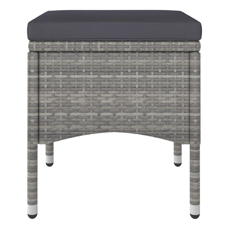 5-delige Tuinset poly rattan en gehard glas grijs