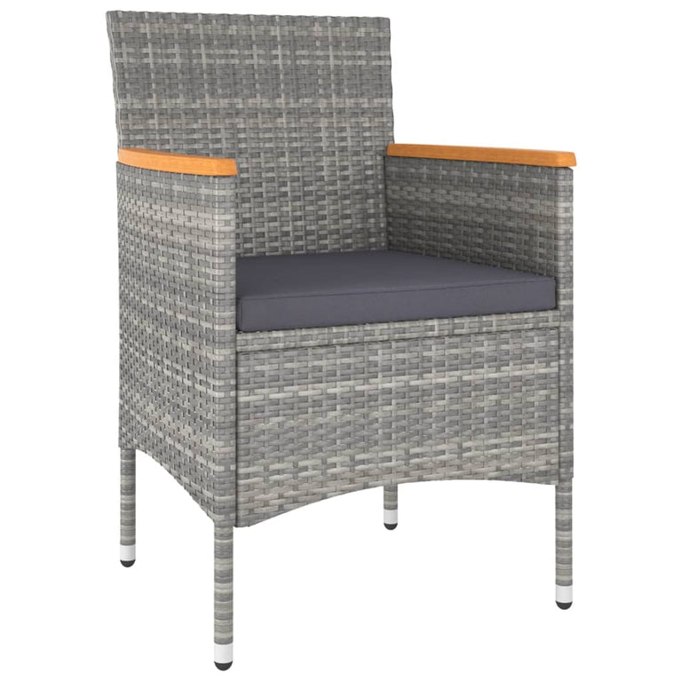 5-delige Tuinset poly rattan en massief acaciahout grijs