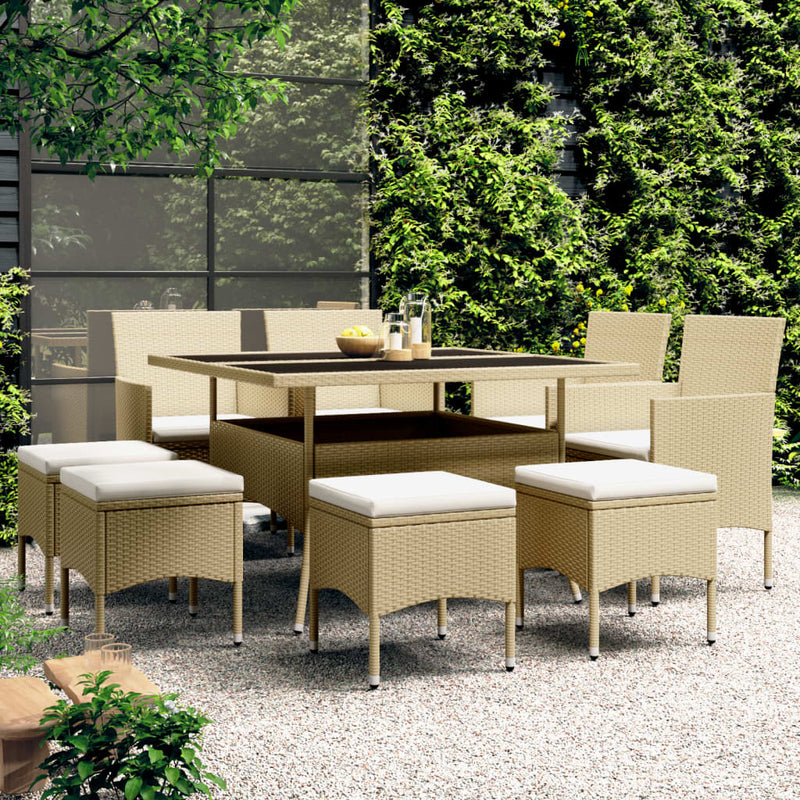 9-delige Tuinset poly rattan beige