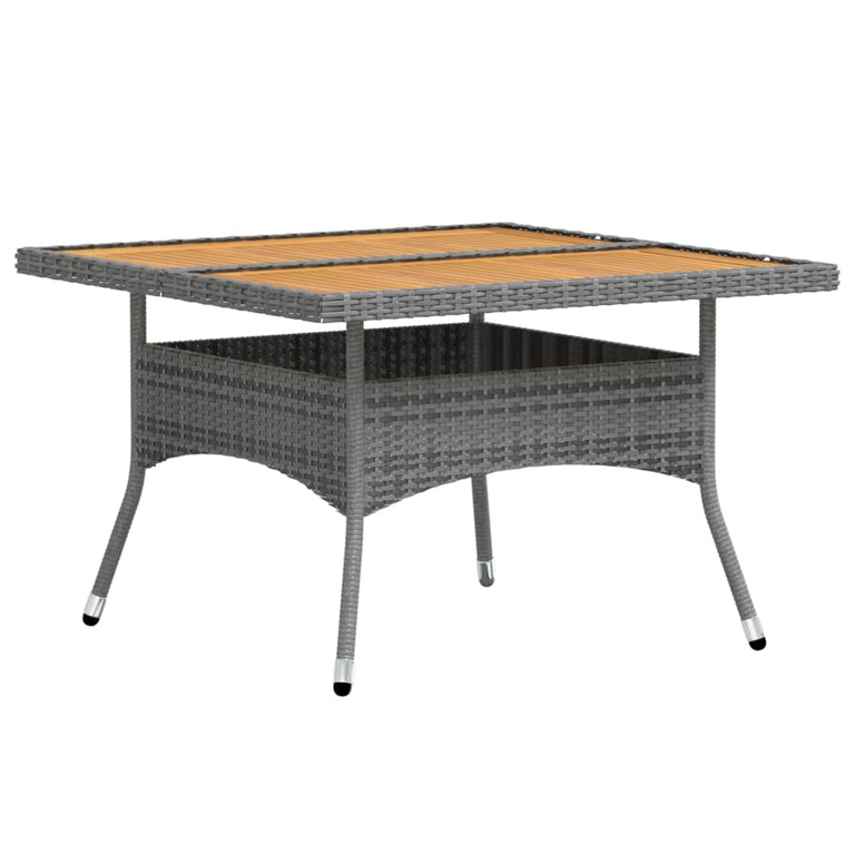 5-delige Tuinset poly rattan en massief acaciahout grijs