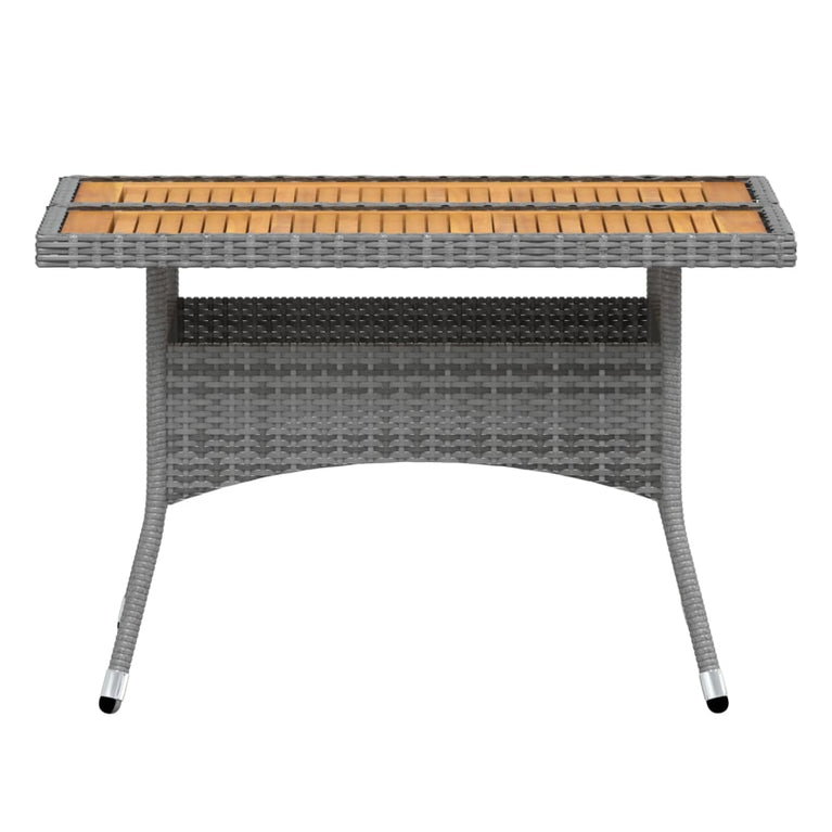 5-delige Tuinset poly rattan en massief acaciahout grijs