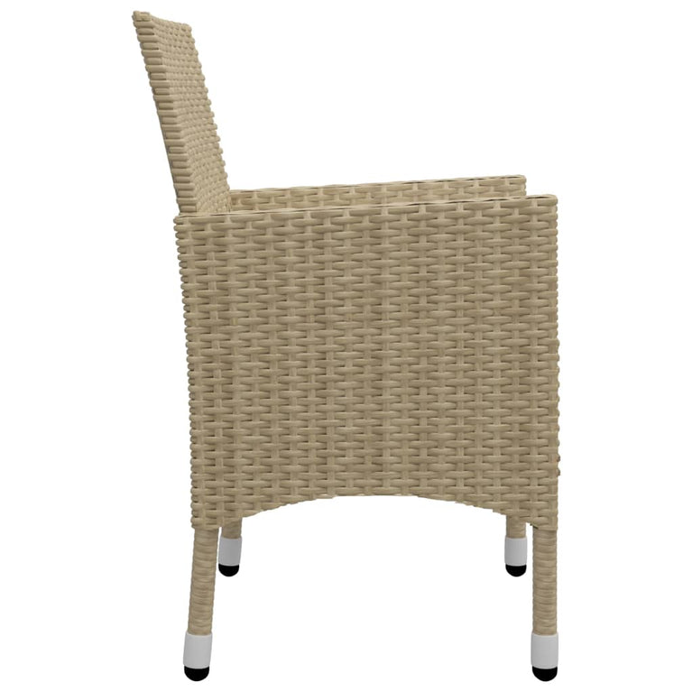 3-delige Bistroset poly rattan en gehard glas beige MeubelReus