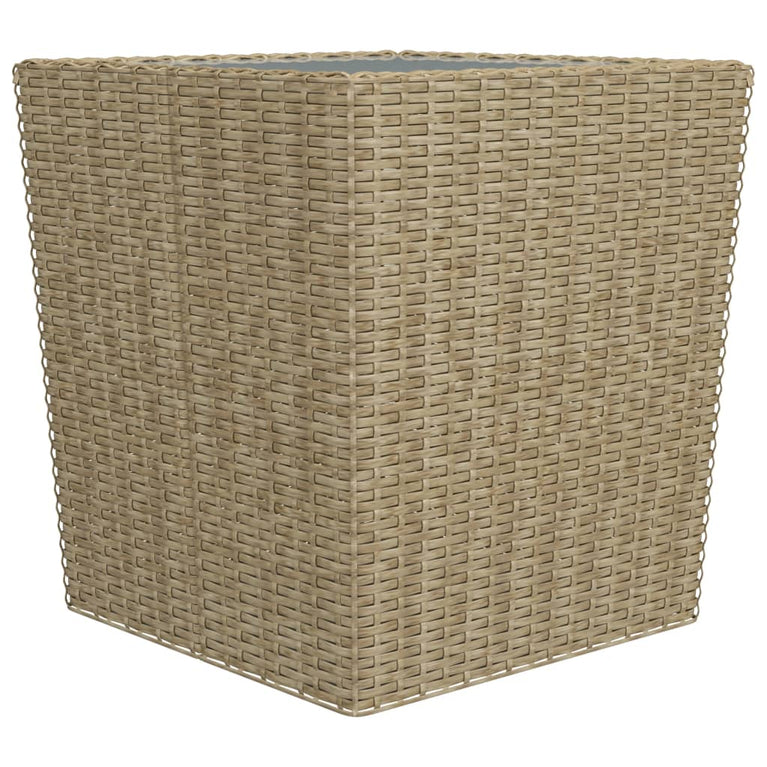 3-delige Bistroset poly rattan en gehard glas beige MeubelReus