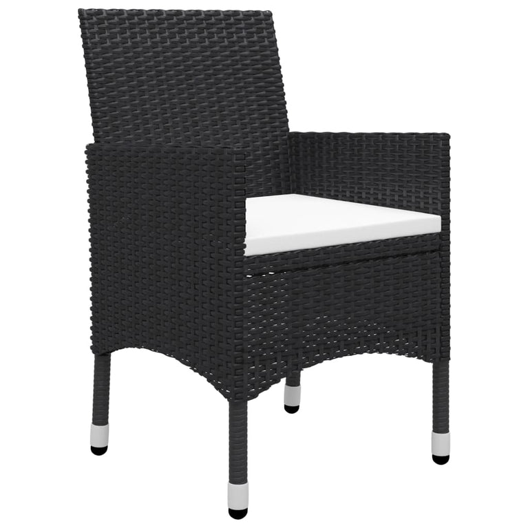 3-delige Bistroset poly rattan en acaciahout zwart MeubelReus