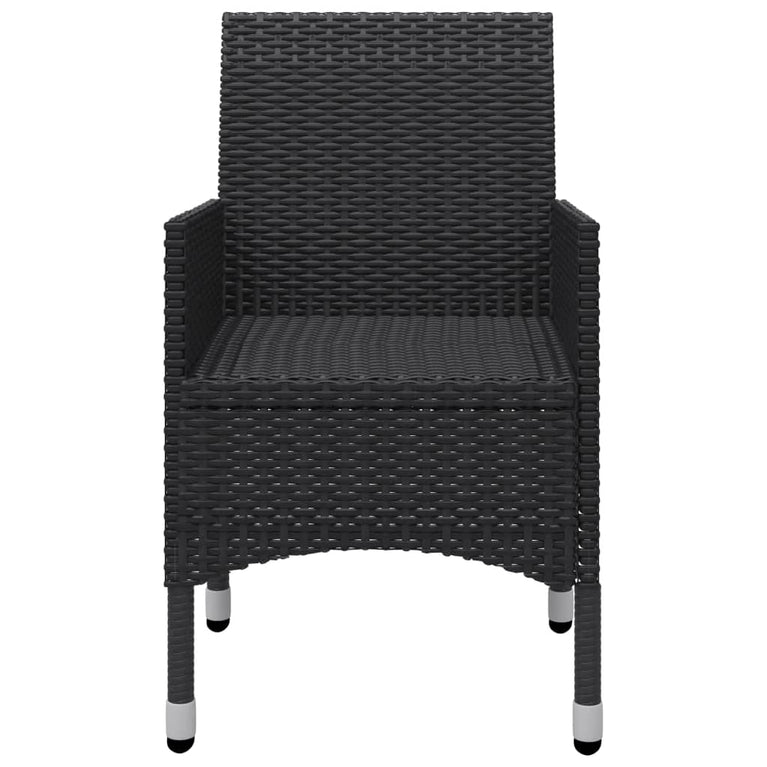 3-delige Bistroset poly rattan en acaciahout zwart MeubelReus