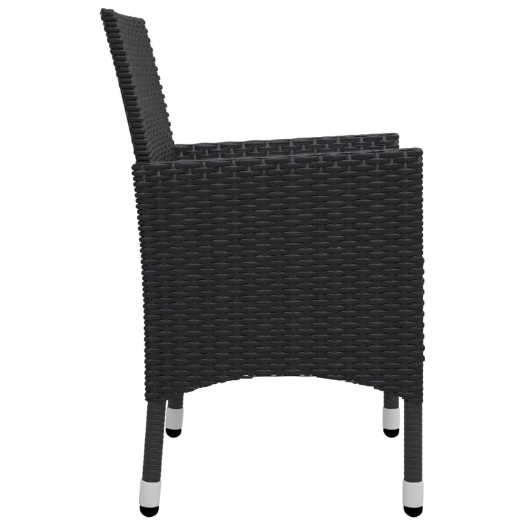 3-delige Bistroset poly rattan en acaciahout zwart MeubelReus
