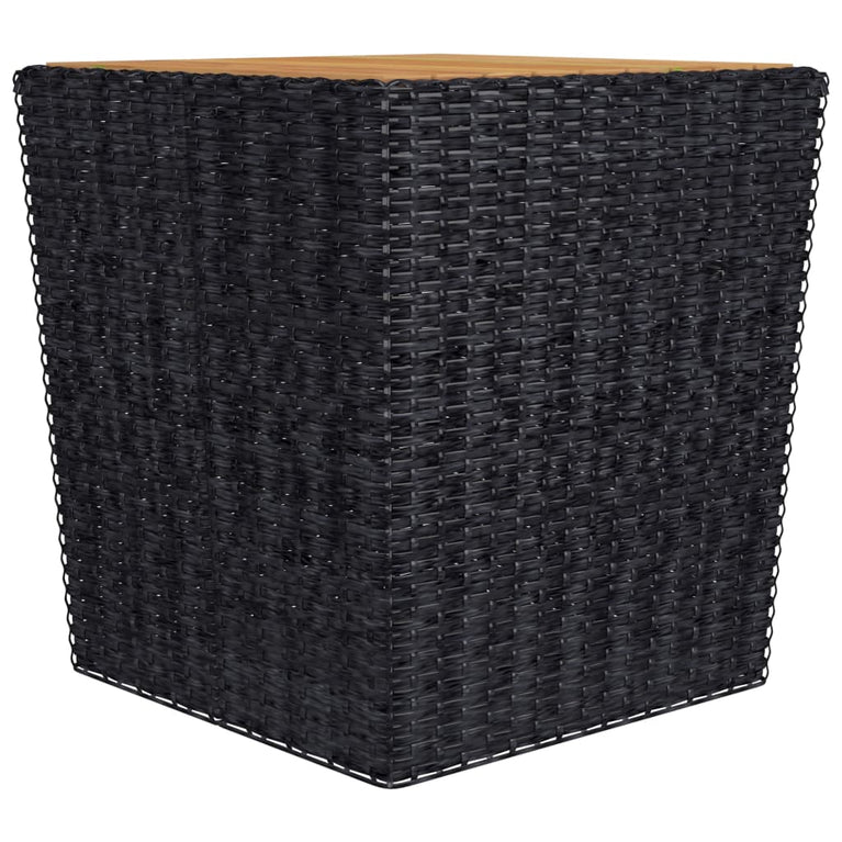 3-delige Bistroset poly rattan en acaciahout zwart MeubelReus