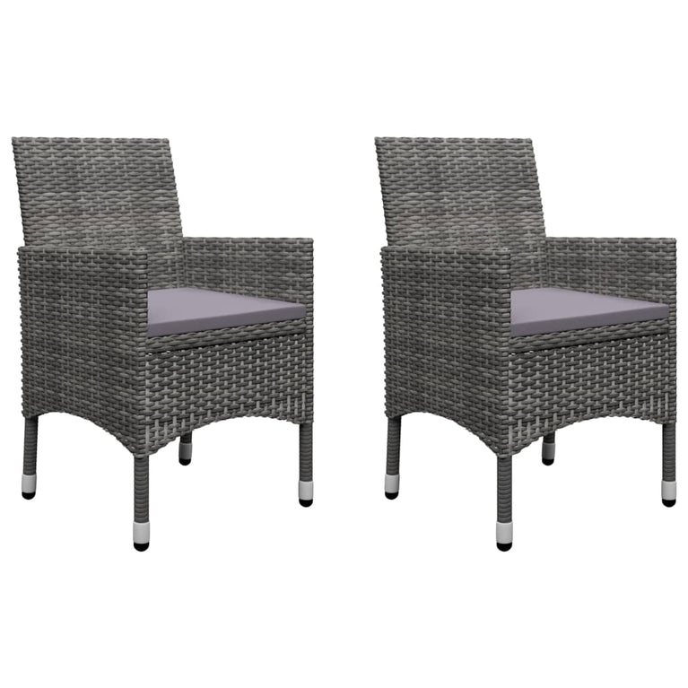 3-delige Bistroset poly rattan en acaciahout grijs MeubelReus