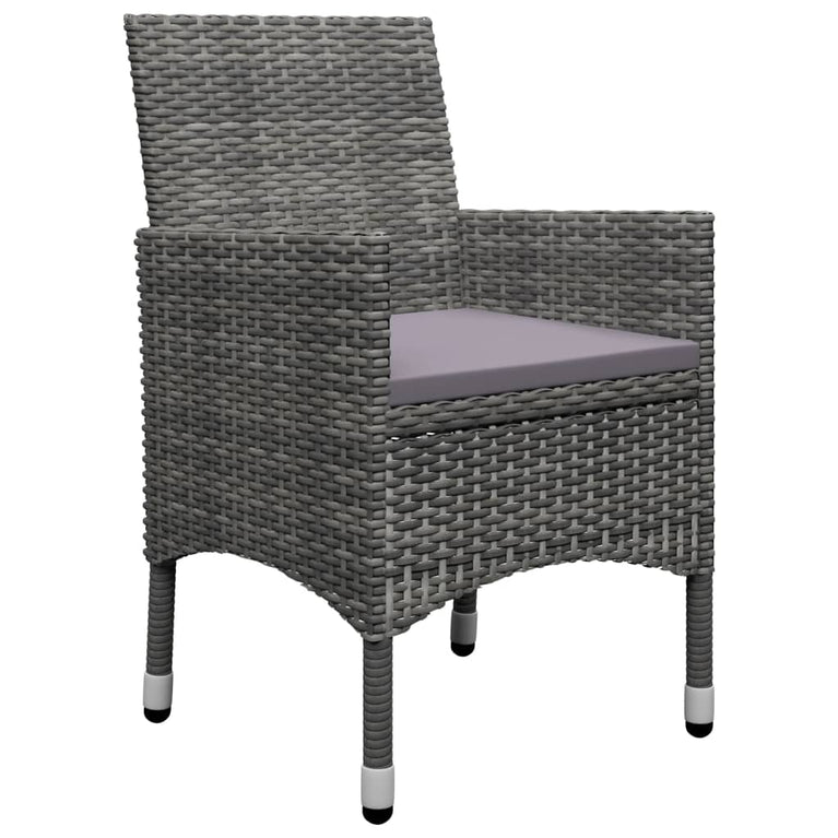 3-delige Bistroset poly rattan en acaciahout grijs MeubelReus