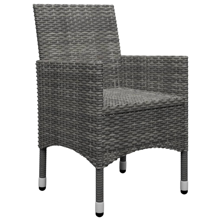 3-delige Bistroset poly rattan en acaciahout grijs MeubelReus