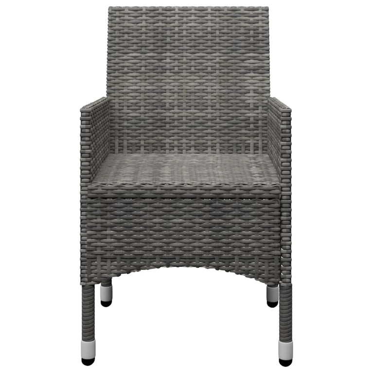 3-delige Bistroset poly rattan en acaciahout grijs MeubelReus
