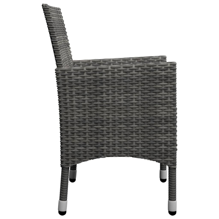 3-delige Bistroset poly rattan en acaciahout grijs MeubelReus