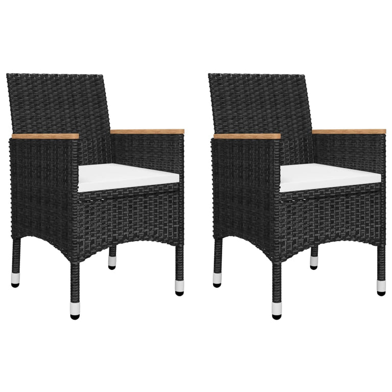 3-delige Bistroset poly rattan en acaciahout zwart MeubelReus
