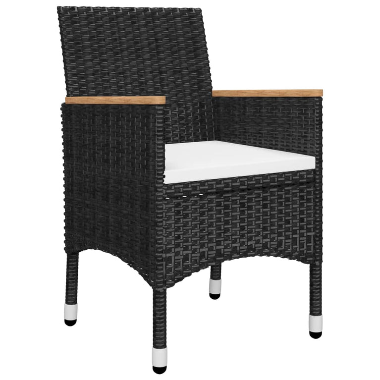 3-delige Bistroset poly rattan en acaciahout zwart MeubelReus