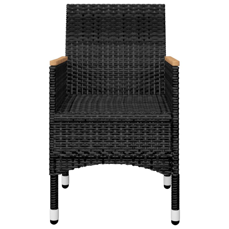 3-delige Bistroset poly rattan en acaciahout zwart MeubelReus