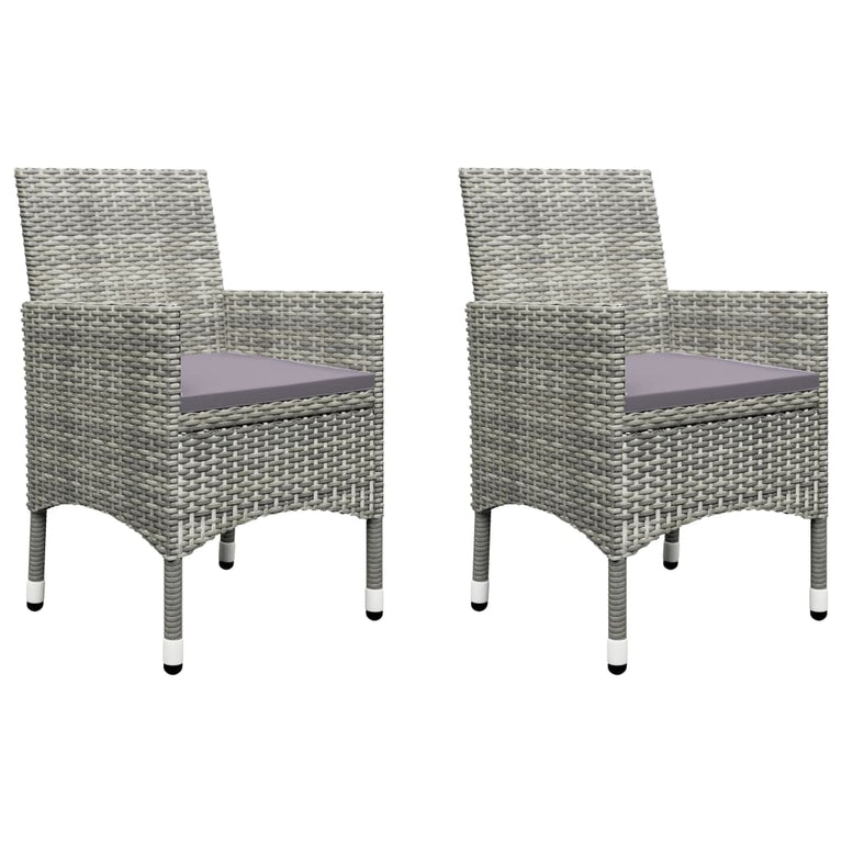 3-delige Bistroset poly rattan en gehard glas grijs MeubelReus