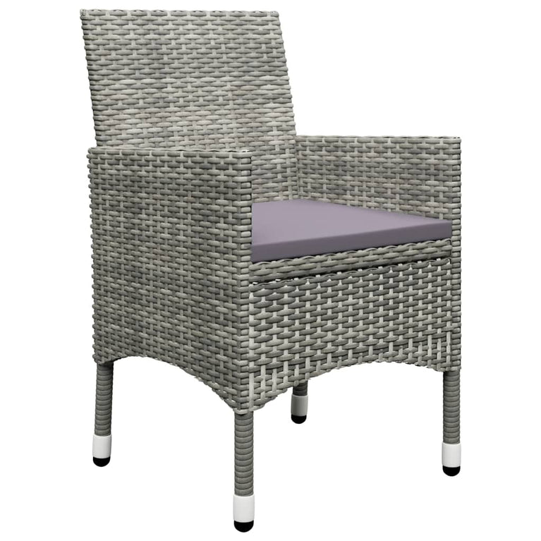 3-delige Bistroset poly rattan en gehard glas grijs MeubelReus