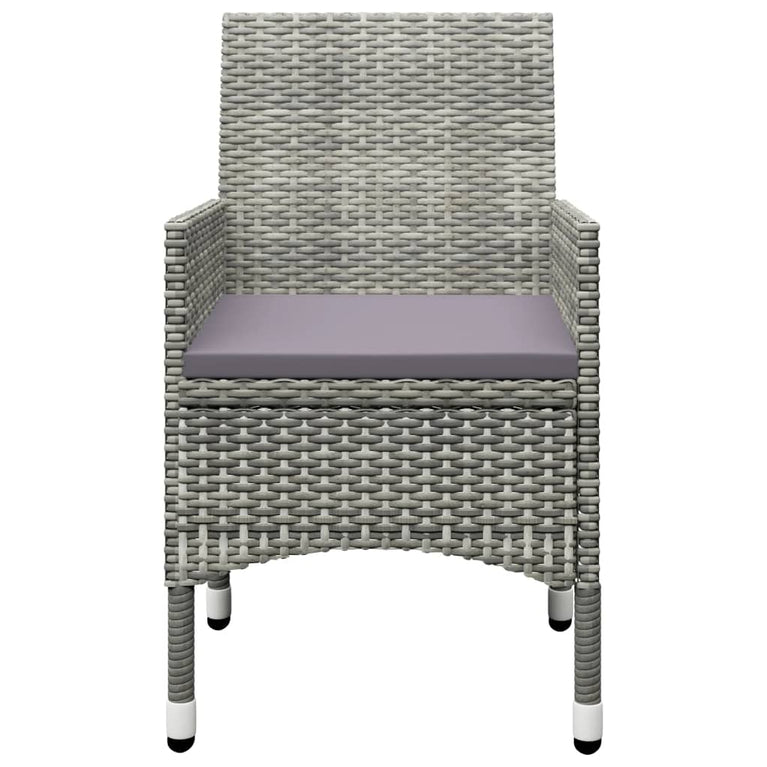 3-delige Bistroset poly rattan en gehard glas grijs MeubelReus