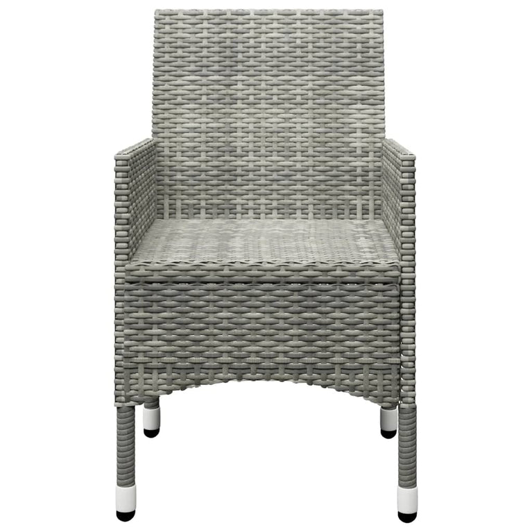 3-delige Bistroset poly rattan en gehard glas grijs MeubelReus