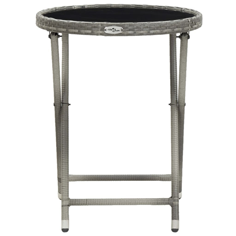 3-delige Bistroset poly rattan en gehard glas grijs MeubelReus