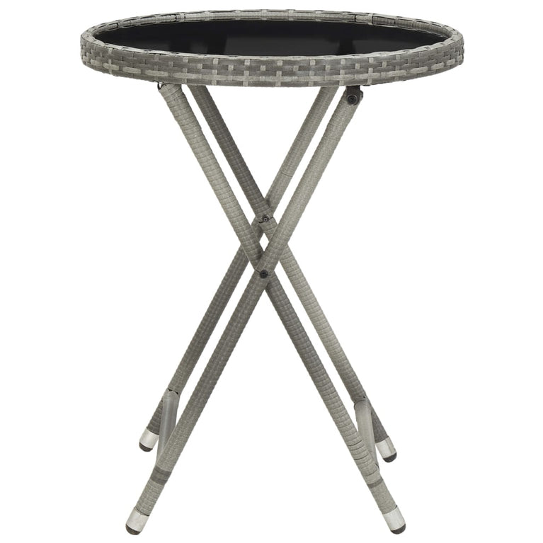 3-delige Bistroset poly rattan en gehard glas grijs MeubelReus