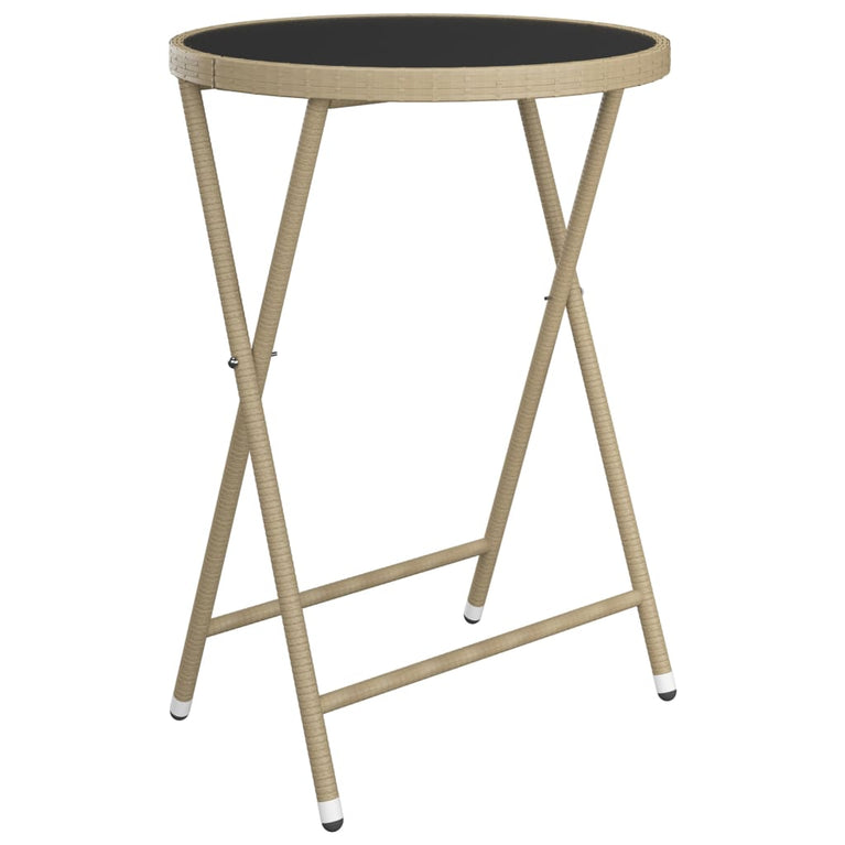 3-delige Bistroset poly rattan en gehard glas beige MeubelReus