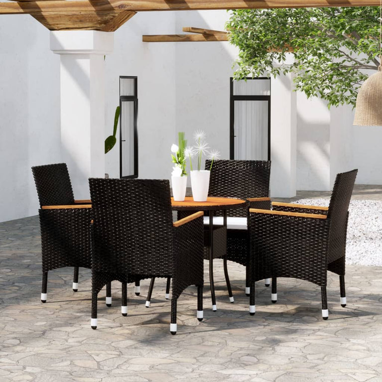 5-delige Tuinset poly rattan zwart MeubelReus