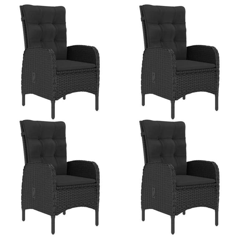 5-delige Tuinset poly rattan en glas zwart MeubelReus