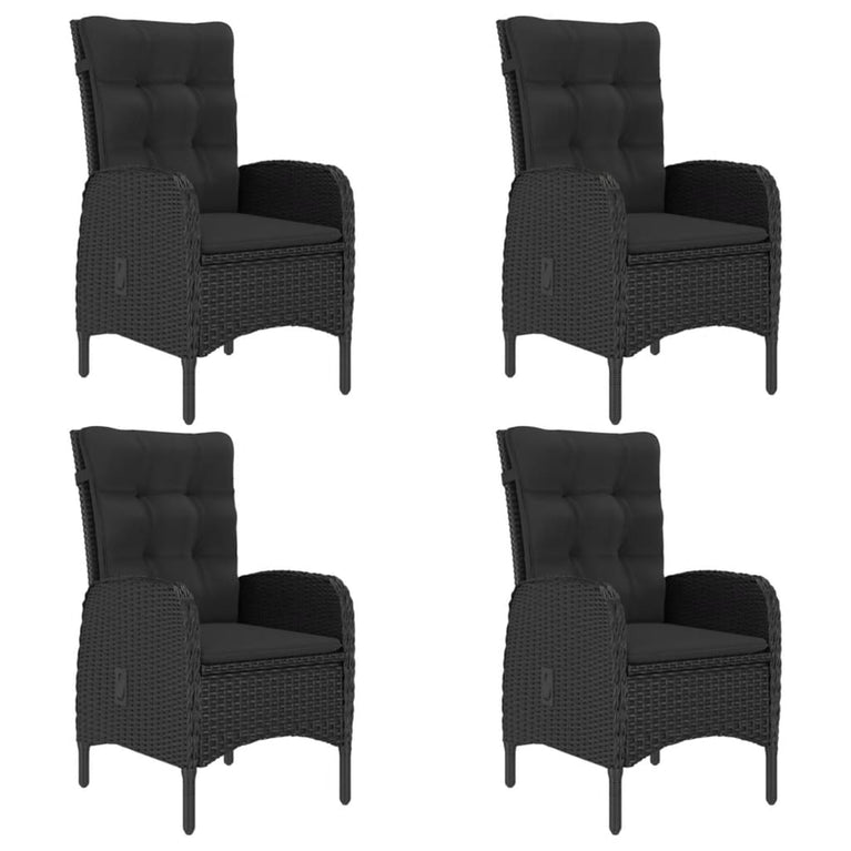 5-delige Tuinset poly rattan en acaciahout zwart