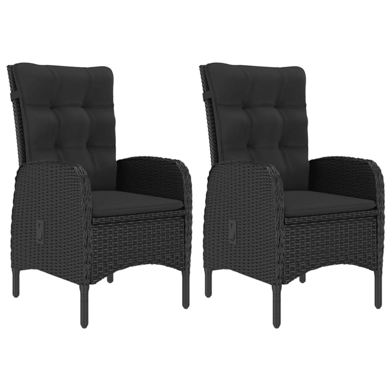 3-delige Bistroset poly rattan en accaciahout zwart MeubelReus