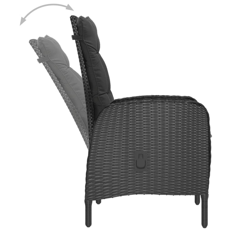 3-delige Bistroset poly rattan en accaciahout zwart MeubelReus