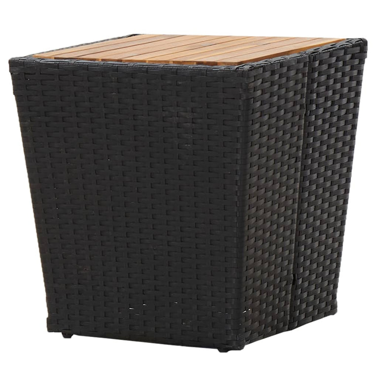 3-delige Bistroset poly rattan en accaciahout zwart MeubelReus