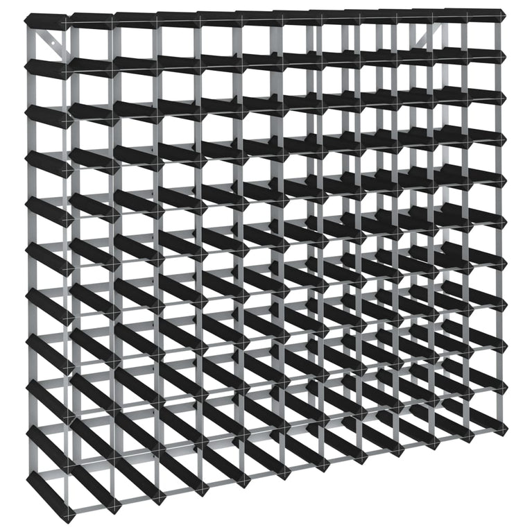 Wijnrek voor 120 flessen massief grenenhout zwart MeubelReus